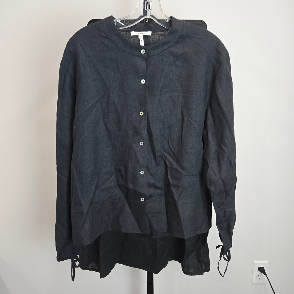 Rodier Paris Black 100% Linen 2 Piece Set Button Blouse & Skirt M Lagenlook